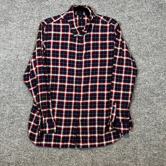 Uniqlo Shirt Mens XL Blue Flannel Plaid Long Sleeve Button Up Soft Casual - Picture 2 of 9